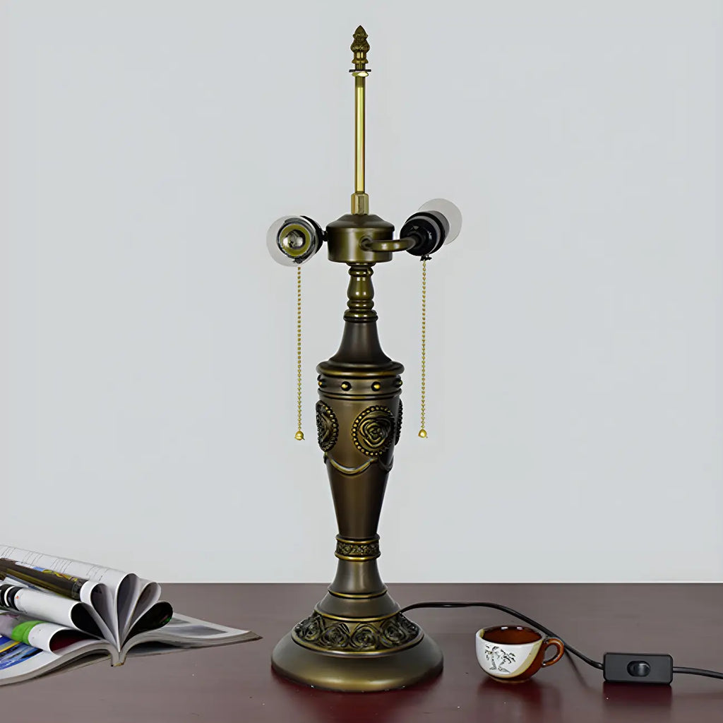 HomeyFad 2-Flammige Vintage-Tischleuchte mit Glasschirm aus Edelstahl