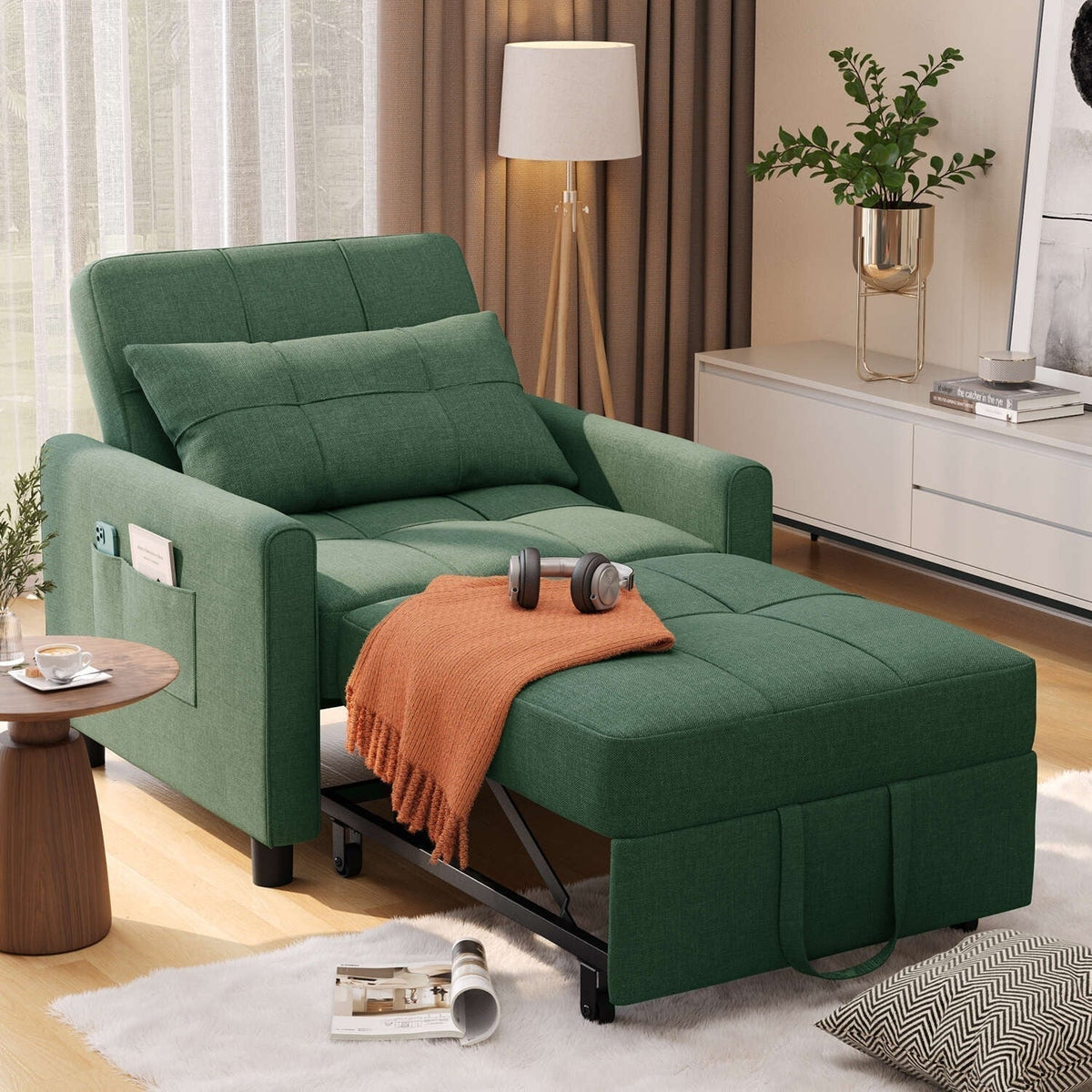 3-in-1 verstellbares Schlafsofa, ausziehbares Sesselsofa, umwandelbares Klappbett für das Wohnzimmer