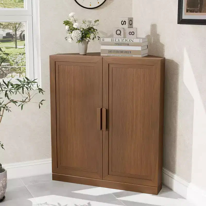 Dovelina Eckschrank mit verstellbaren Einlegeböden, Anrichte, Buffet, Weinschrank, Küchen- und Esszimmerschrank mit Holztüren – 31H x 31W, 36H x 31W