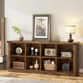 8 Würfelregal, Bücherregal im Landhausstil, 157,5 cm langes Holzregal für den Eingangsbereich, langes, niedriges Bücherregal für das Wohnzimmer