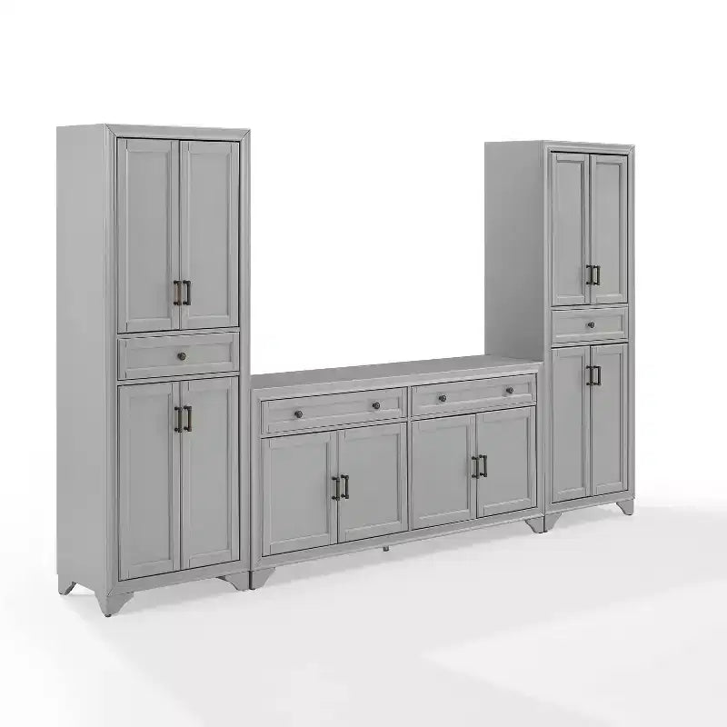 3-teiliges Tara Sideboard- und Vorratsschrank-Set im Used-Look - Crosley