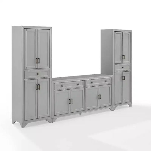 3-teiliges Tara Sideboard- und Vorratsschrank-Set im Used-Look - Crosley