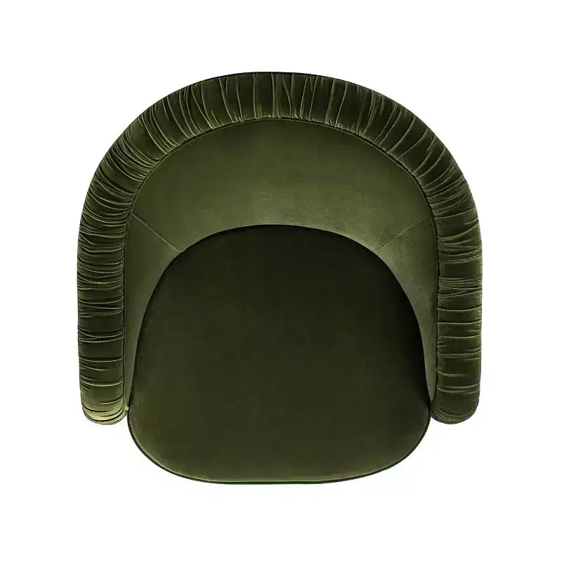 Jennifer Taylor Home Serena 31.5 Ruched Barrel Back Akzentsessel mit Bullion-Fransen, olivgrüner Performance-Samt