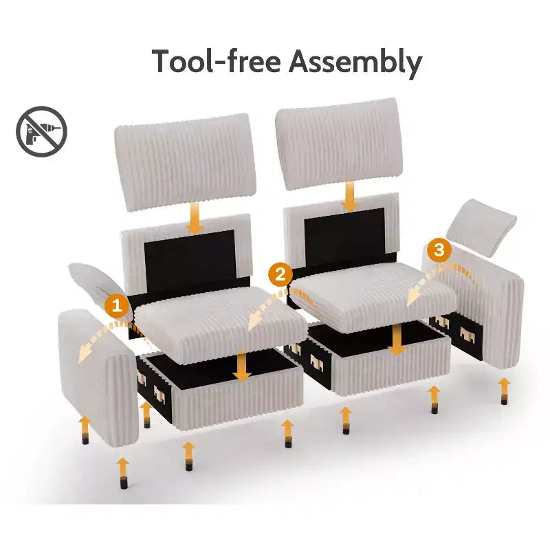 Dyonery Modulares Cord-Ecksofa mit waschbaren Bezügen