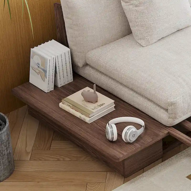 JASIWAY Modernes Sofa aus Massivholz mit Polsterung aus Baumwollleinen