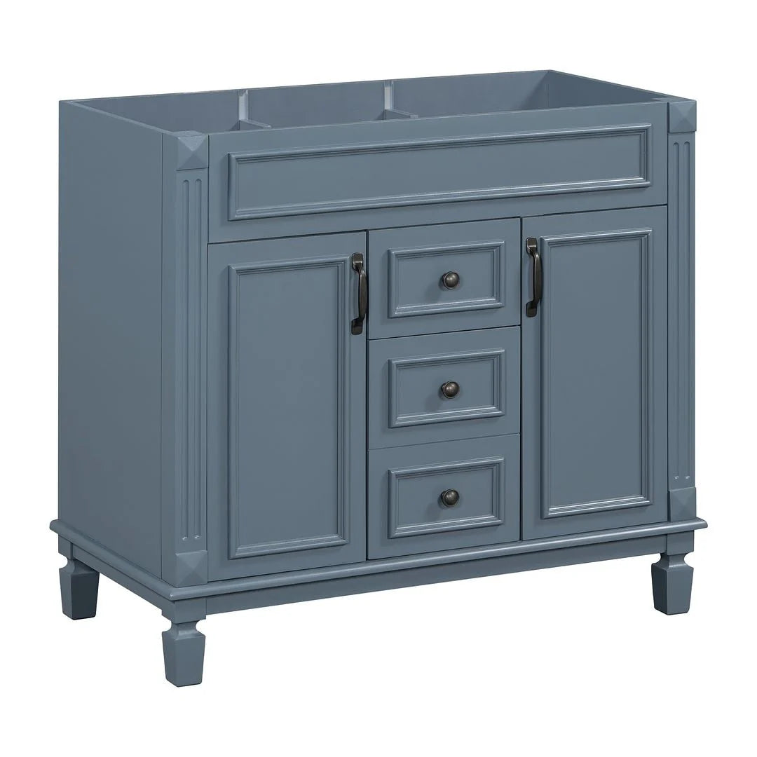 Moderner 36'' Badschrank mit Aufsatzwaschbecken und Spiegelschrank, 2 Türen und 2 Schubladen
