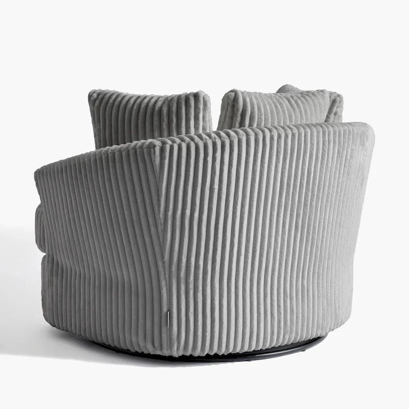 2er-Set übergroßer 43 W Plüsch-Cord-Drehsessel mit Kissen