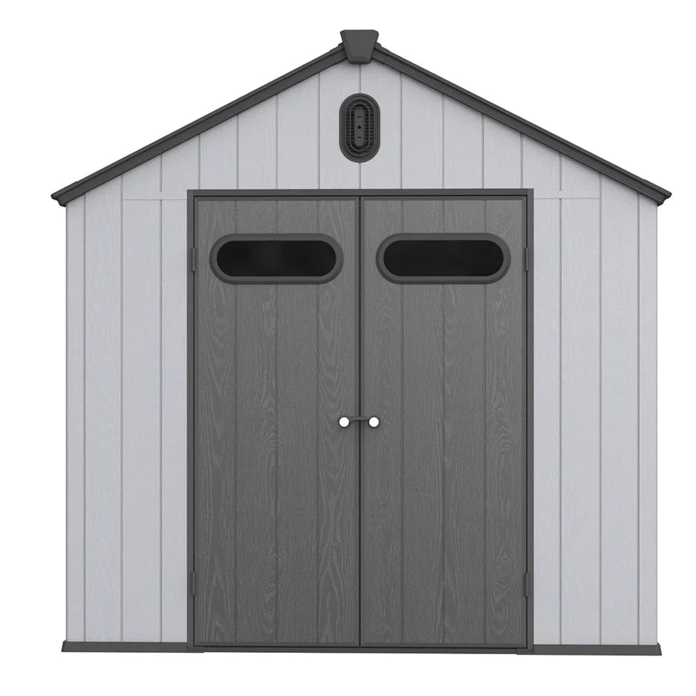 2 x 1,2 m/2 x 2,4 m/2,4 x 1,8 m/2,4 x 3 m Allwetter-Gartenhaus aus Harz mit Bodenplatte, Spire-Geräteschuppen