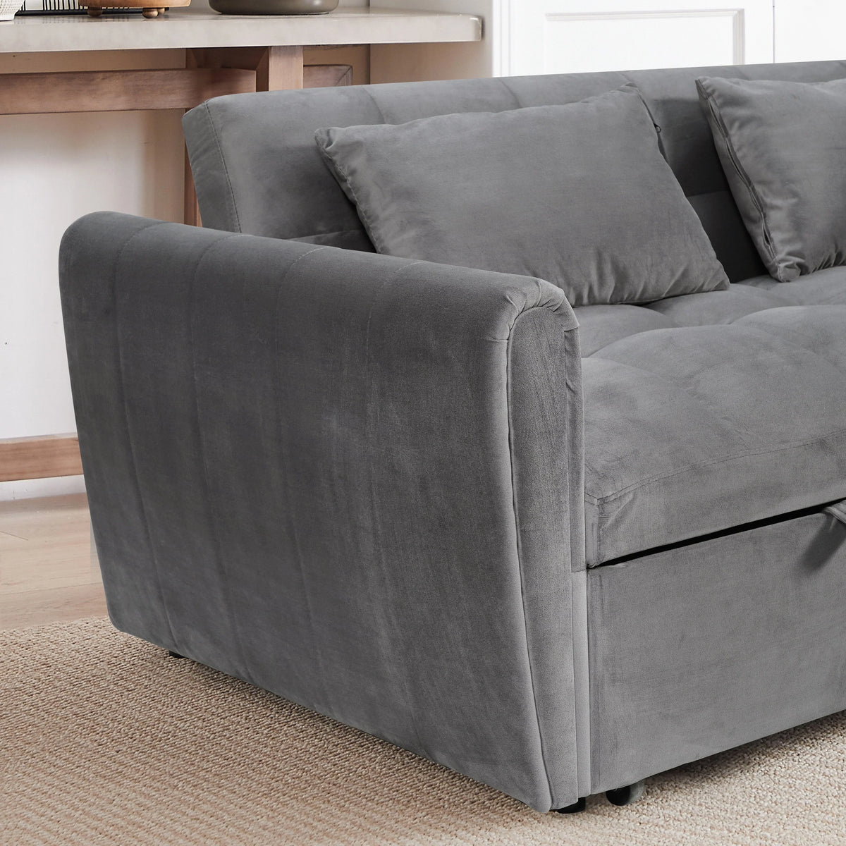 64.96 Samt 3-in-1-Schlafsofa mit verstellbarer Rückenlehne, Aufbewahrungstasche und 227 kg Tragkraft