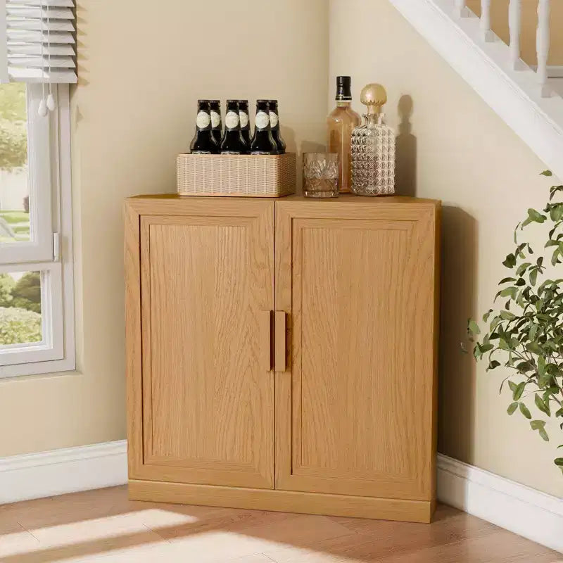 Dovelina Eckschrank mit verstellbaren Einlegeböden, Anrichte, Buffet, Weinschrank, Küchen- und Esszimmerschrank mit Holztüren – 31H x 31W, 36H x 31W