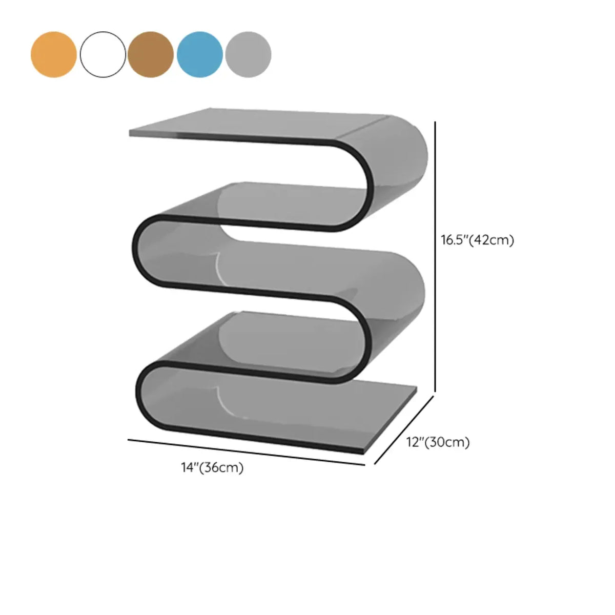 Zeitgenössischer S-förmiger Acryl-Beistelltisch mit Stauraum