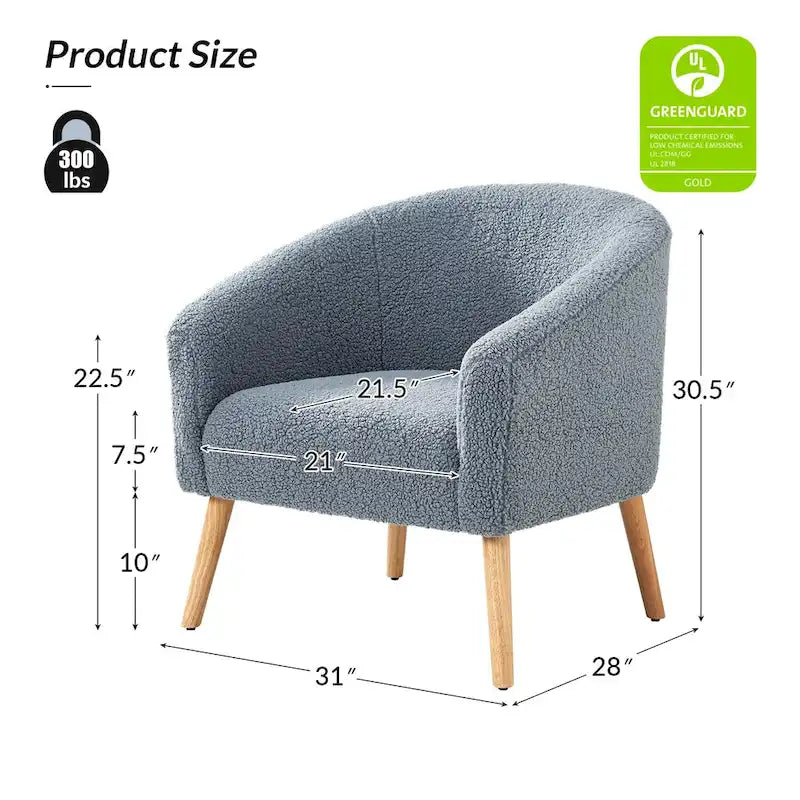 Sheila Moderner 30 W Bouclé-Sessel mit Massivholzbeinen, 2er-Set von HULALA HOME