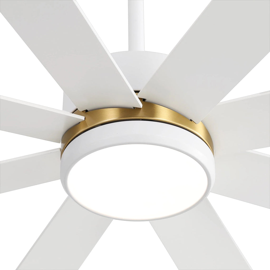 65-Zoll-LED-Deckenventilator mit 8 Flügeln, Licht und Fernbedienung, Schwarz