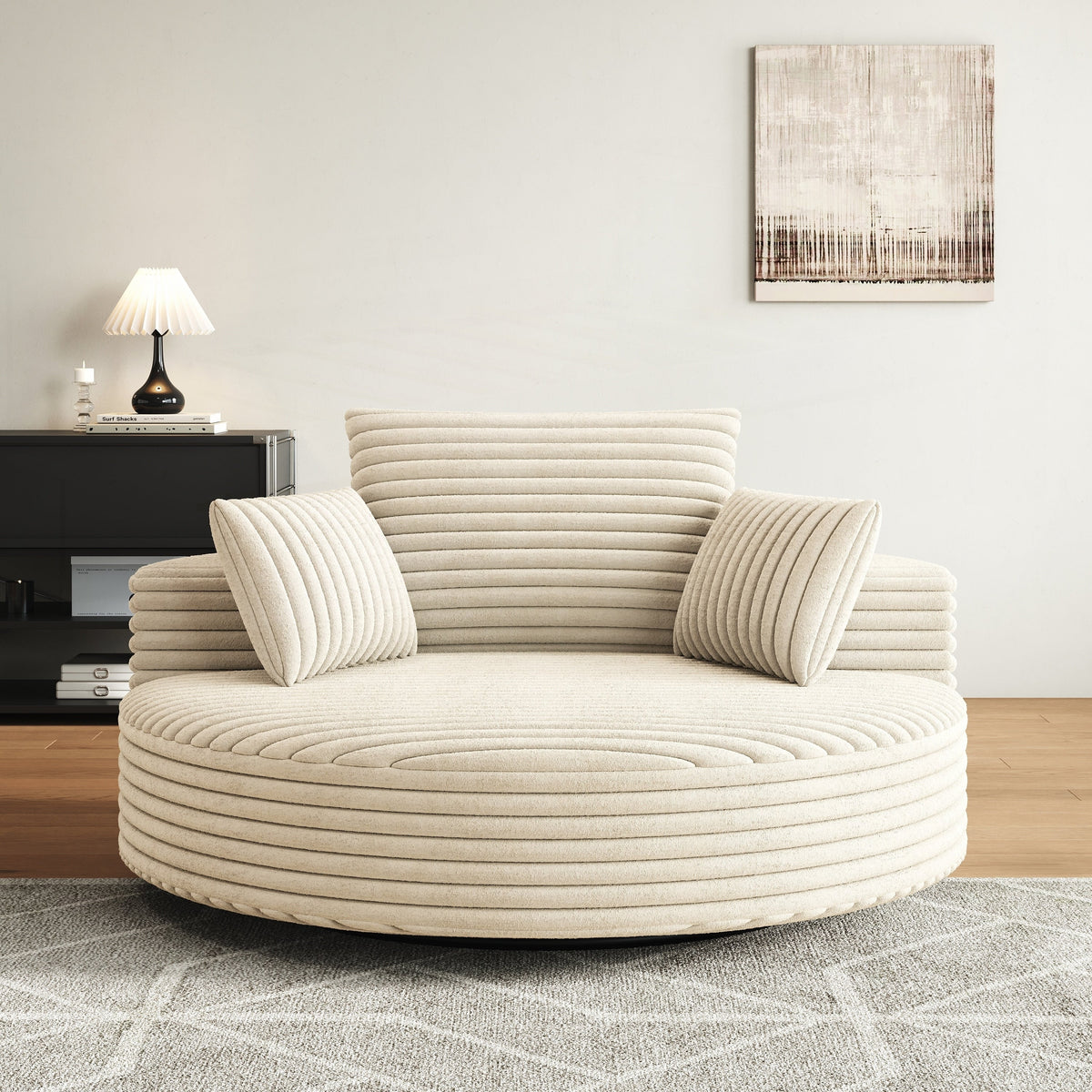 Einzelsessel aus Kord-Chenille-Schaumstoff, drehbar