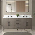 Vanity Art 72 Zoll Badezimmer-Waschtischunterschrank mit Doppelwaschbecken und Kunstmarmorplatte