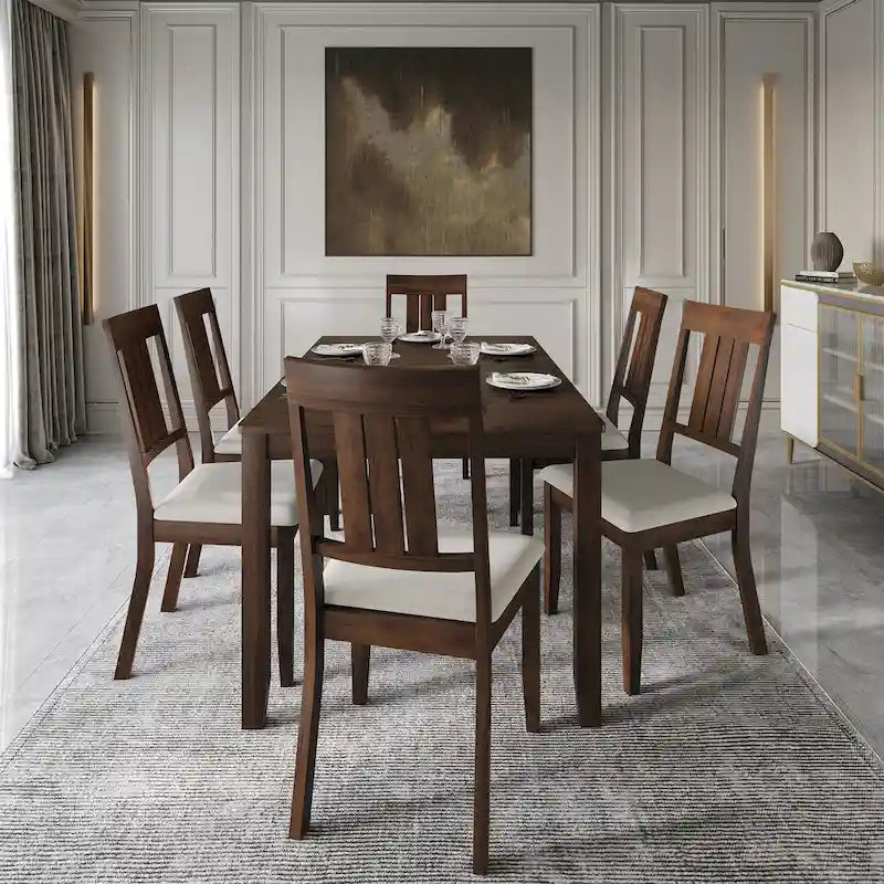 CraftPorch Classic 7-teiliges Esszimmerset aus Holz