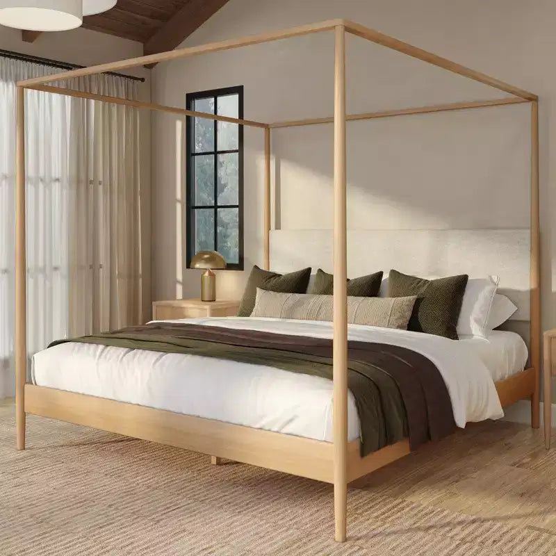 Harbor King Himmelbett mit gepolstertem Kopfteil, Blonde/Swiss Coffee (MD2411-01)