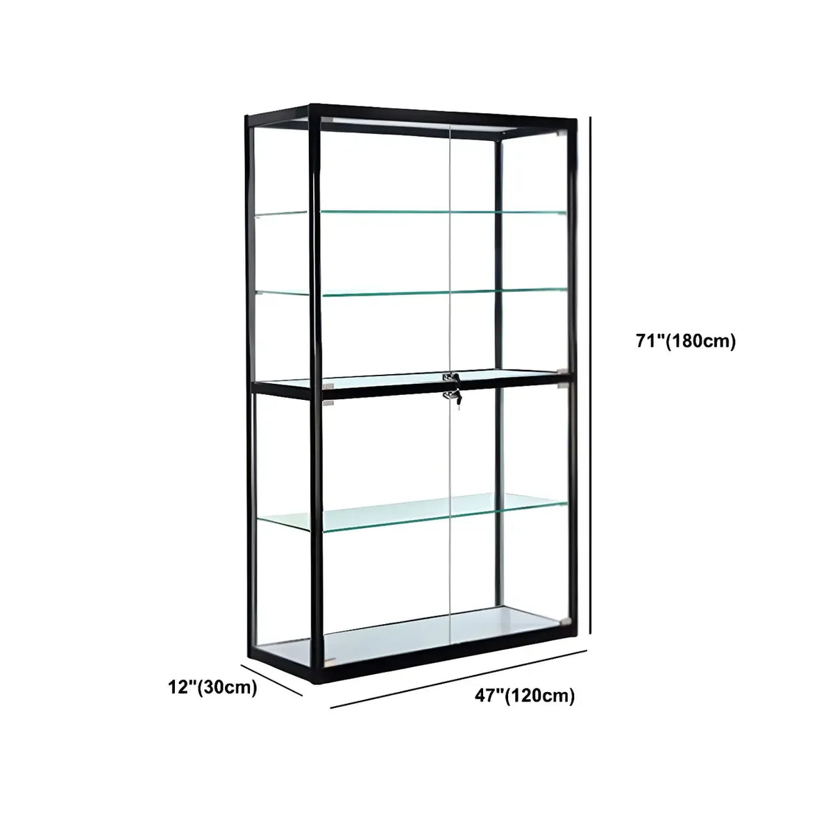 Zeitgenössische rechteckige Vitrine aus schwarzem Glas