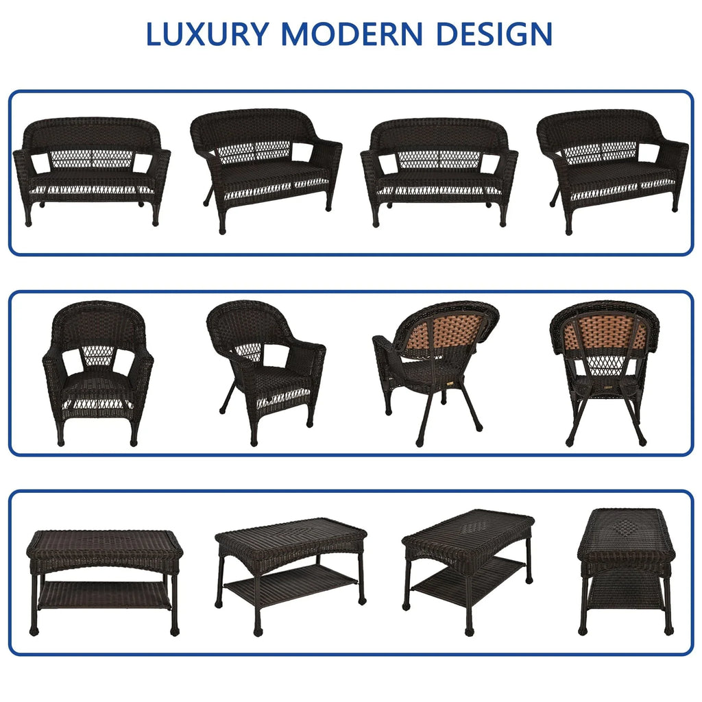 4-teiliges Loungeset aus Polyrattan für den Außenbereich