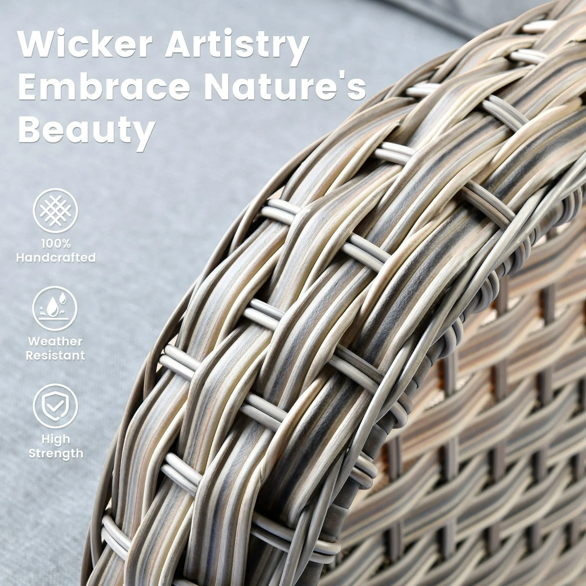 OVIOS 9-teiliges Gartenmöbel-Set aus Korbsessel und Feuertisch