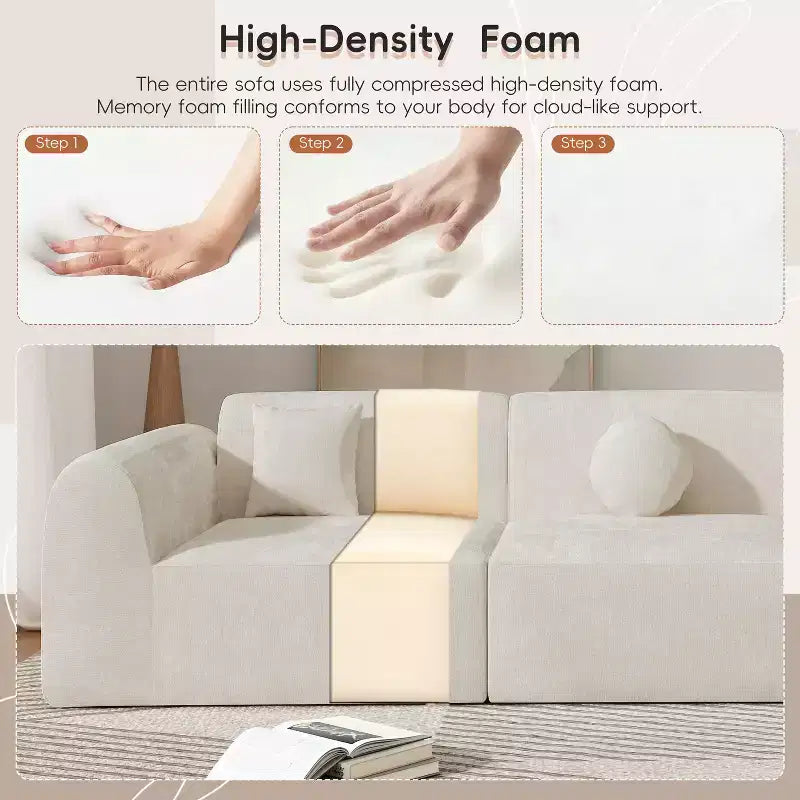 140-Zoll Modernes geschwungenes Ecksofa mit Récamiere, 3-teiliges Set, für Wohnzimmer