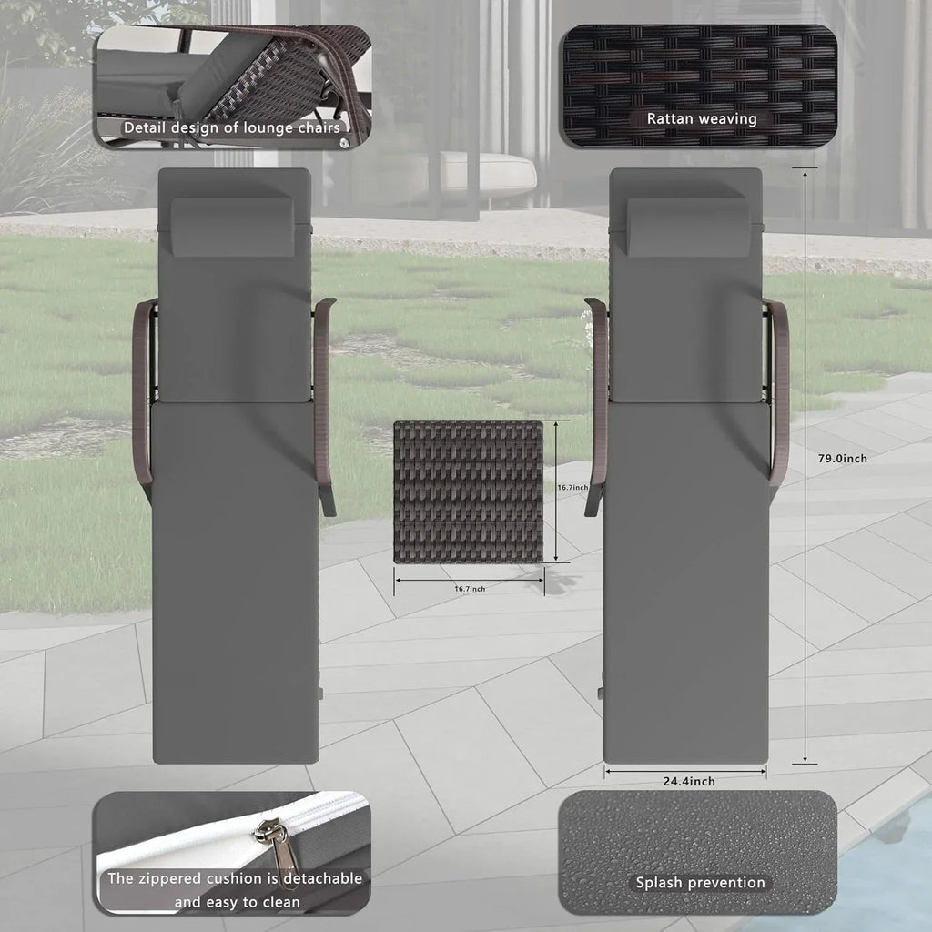 Kullavik 3-teiliges Outdoor-Liegen-Set