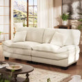 Beige Kordsamtsofa 87 mit 2 Kissen, Segelboot-förmiges tiefes Sofa für Wohnzimmer, kleine Räume, Büro, Apartment – Morden Fort