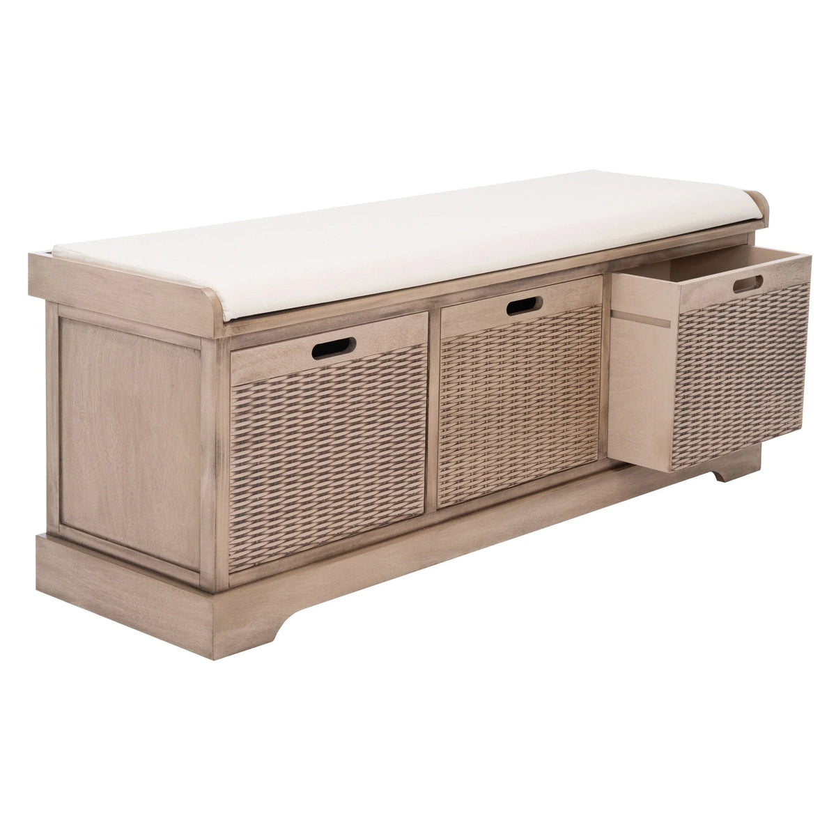 SAFAVIEH Fiorello 3-Schubladenbank mit Polsterung – 120 B x 38 T x 48 H cm – 120Bx38Tx48H