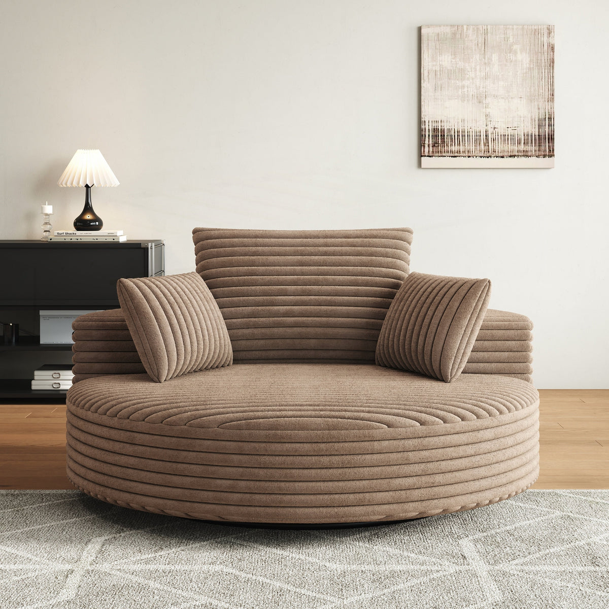 Einzelsessel aus Kord-Chenille-Schaumstoff, drehbar