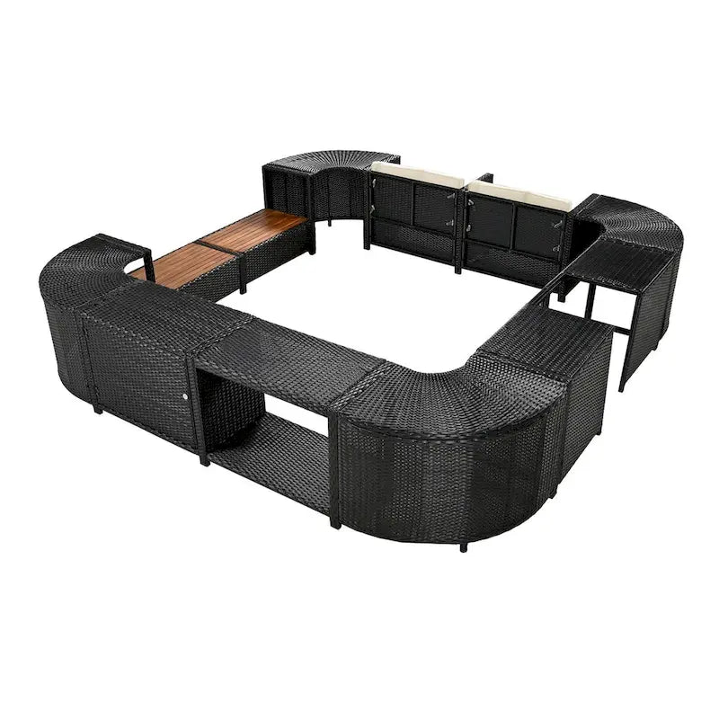 Spa-Umrandung Spa-Rahmen Quadratisches Outdoor-Rattan-Sofa-Set