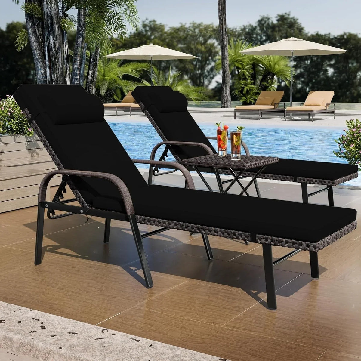 Kullavik 3-teiliges Outdoor-Liegen-Set