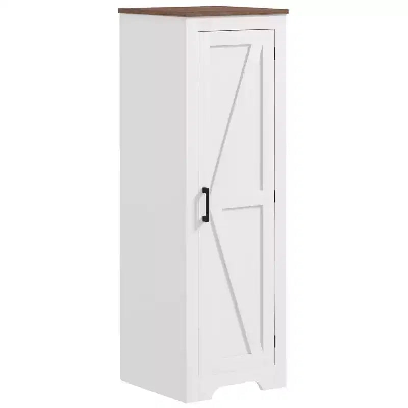 HOMCOM Bauernschrank mit verstellbarem Regal, Einzeltür-Akzentschrank für Wohnzimmer, Bodenspeisekammer, Weiß