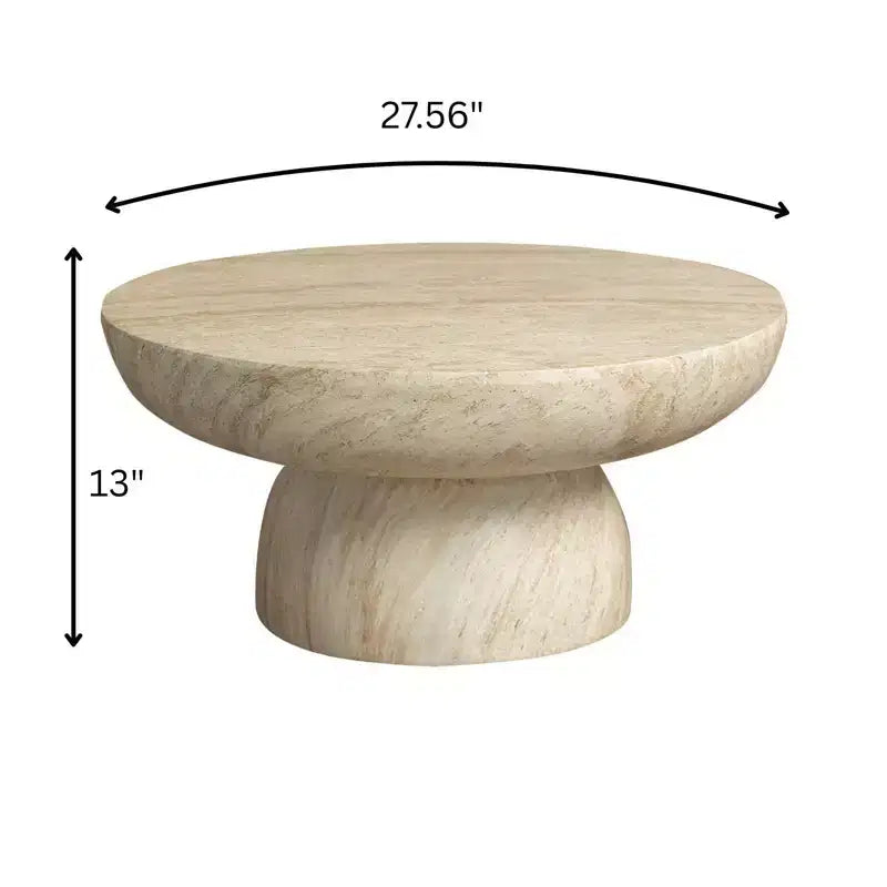 LeisureMod Lunexa Runder Couchtisch Fiberstone-Sockel Beistelltisch für den Innen- oder Außenbereich, geformtes Design mit rutschfesten Fußpolstern