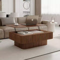 JVNOXK 38.6'' Geriffelter Couchtisch mit Stauraum und Liftfunktion, Massivholzfurnier Höhenverstellbarer Moderner Akzenttisch für Wohnzimmer, Schlafzimmer, Walnuss
