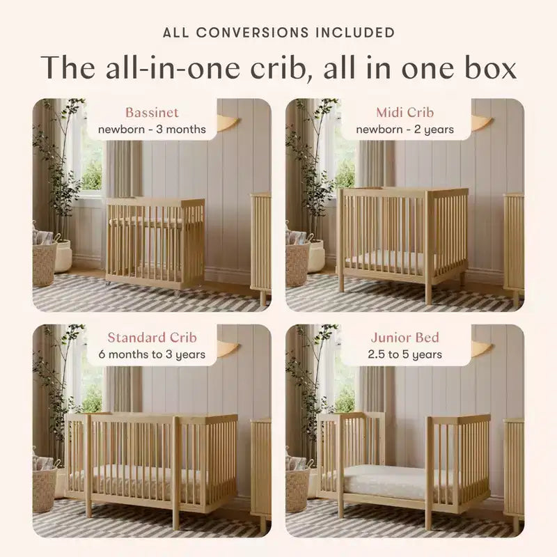 Babyletto Pogo 8-in-1 Kombi-Kinderbett mit Umbausätzen für alle Wachstumsphasen