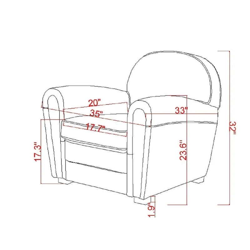 Pasargad Home Clubsessel Paris aus echtem Leder, Braun