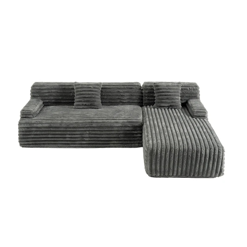 Cloud-Ecksofa, modernes Polstersofa mit 2 Wurfkissen, frei kombinierbares Sofa, modulares L-förmiges Ecksofa