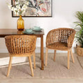 bali & pari Mario Modernes, böhmisches Esszimmerstuhl-Set, 2-teilig, aus Natur-Teakholz und Rattan