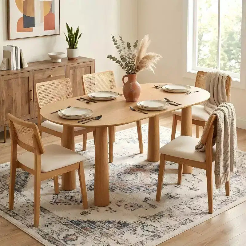 Dovelina 67 Ovaler Esstisch aus Holz mit 4 Beinen Moderner Küchentisch für 6 Personen