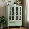Aufbewahrungsschränke, Holz-Bodenschrank mit 1 Schublade und 2 Glastüren, Bauernhaus-Anrichte/Buffetschrank mit Stauraum für Wohnzimmer