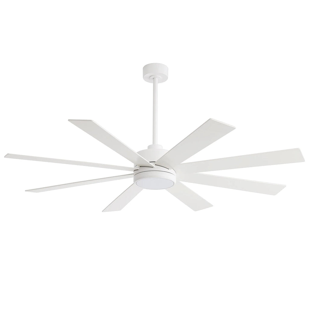 65-Zoll-LED-Deckenventilator mit 8 Flügeln, Licht und Fernbedienung, Schwarz