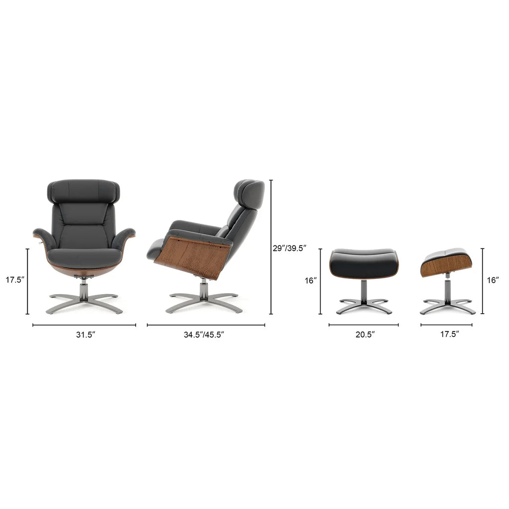 Jovan 31.5 Echtleder Relaxsessel mit Ottoman