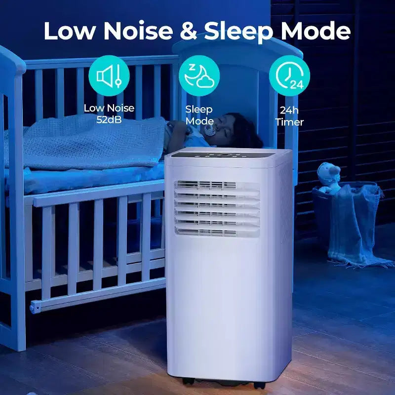 8.000 BTU mobile Klimaanlage, 3-in-1 Gerät mit 4 Modi, Timer, LED-Display, Fernbedienung und Installationskit, für Schlafzimmer/Wohnzimmer/Büro, Weiß.