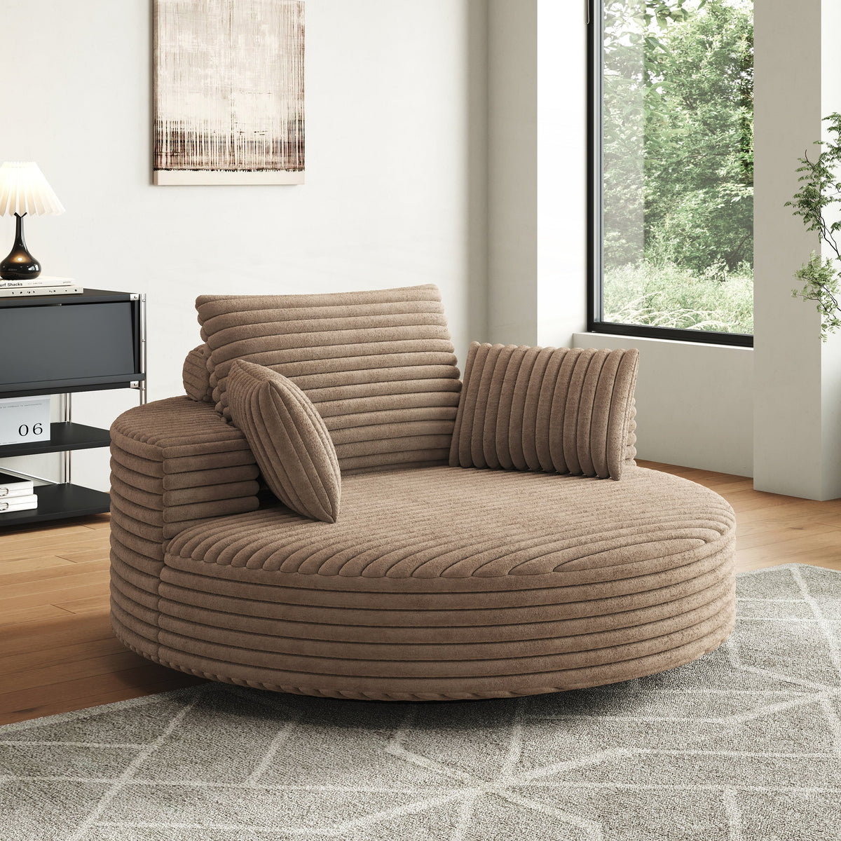 Einzelsessel aus Kord-Chenille-Schaumstoff, drehbar