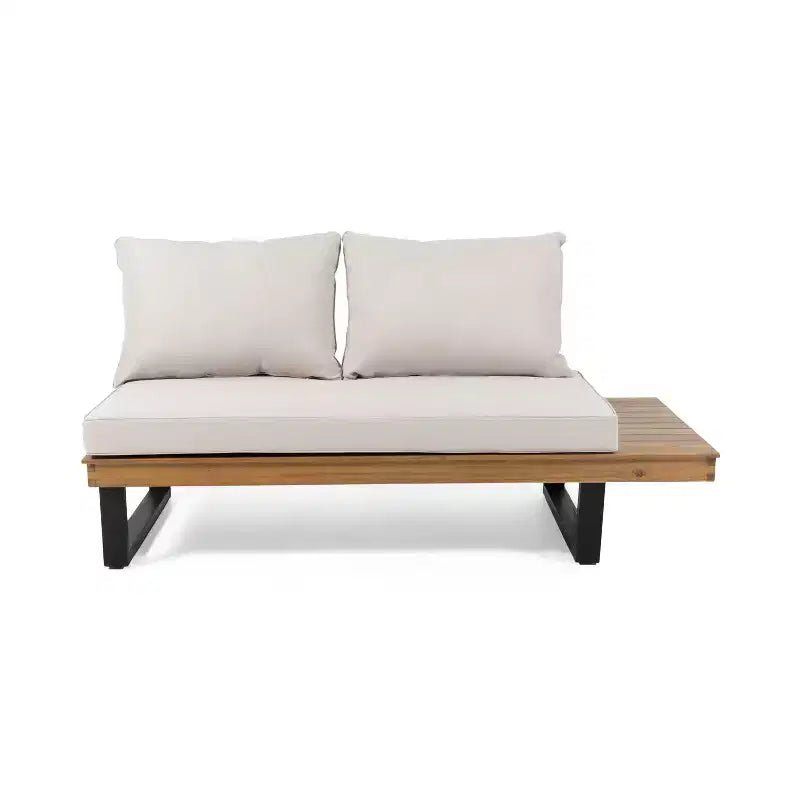 L-förmiges Outdoor-Sofa-Set, Terrassen-Freizeit-Lounge-Set, Garten-Gesprächs-Sitzgruppe mit Couchtisch und wasserabweisendem Kissen – ModernLuxe