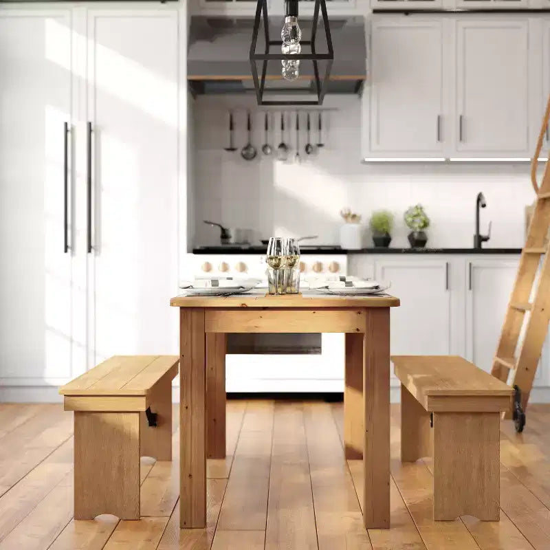 Flash Furniture 46 x 30 rechteckiger Esstisch aus massiver Kiefer im Landhausstil