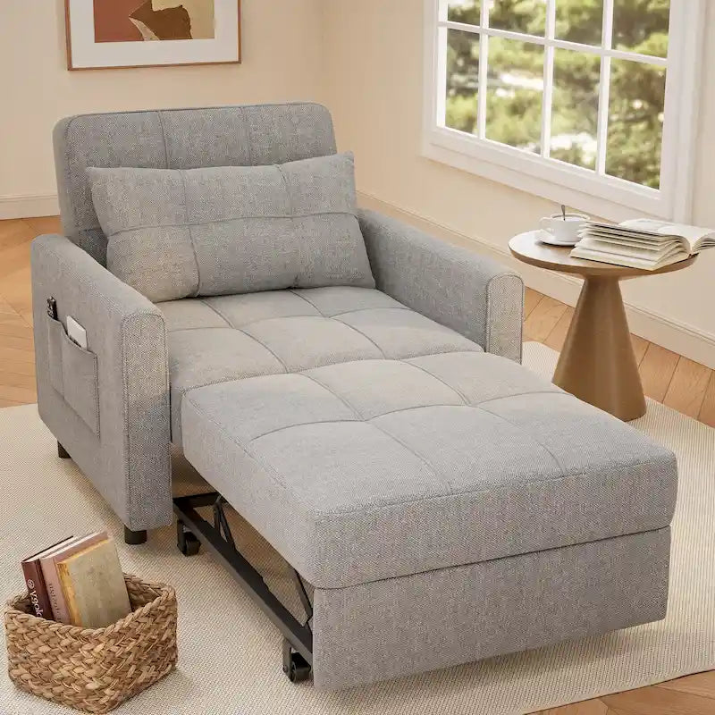 3-in-1 Schlafsofa, ausziehbarer Sessel, umwandelbarer, verstellbarer, klappbarer Polster-Lounge-Sofa