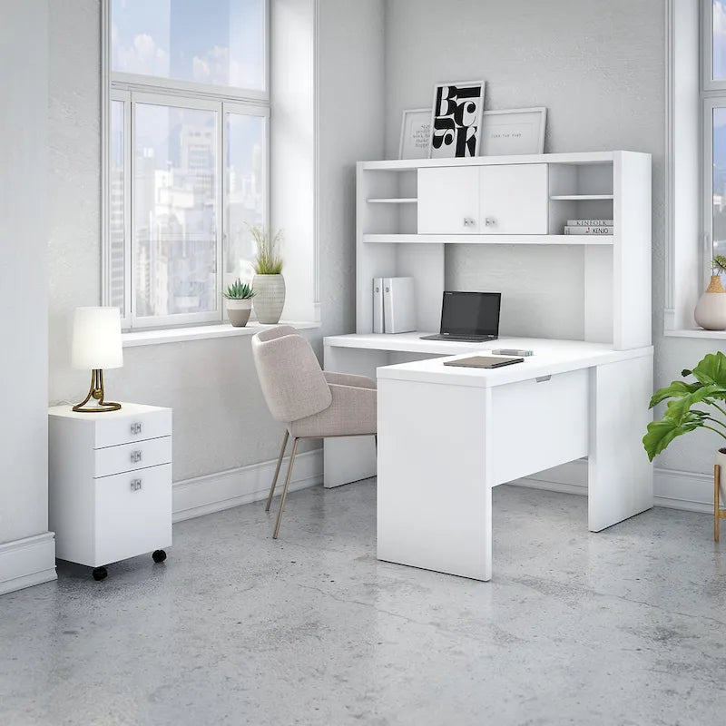 Echo L-Schreibtisch mit Aufsatz und Schubladen