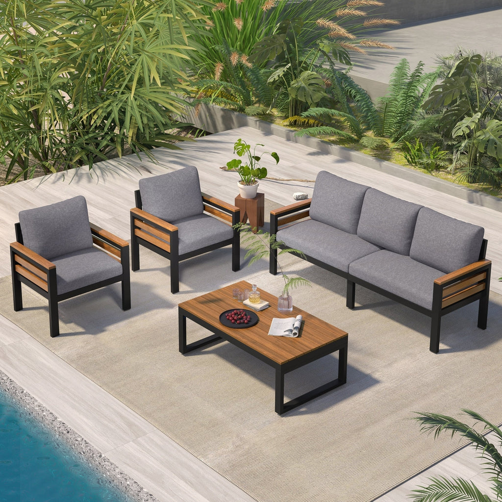 4-teiliges Outdoor-Gartenmöbel-Set mit Sofa