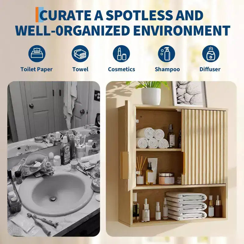 Badezimmer-Wandschrank - Medizinschrank mit Scheunentüren & verstellbarem Regal - 25x23,6x9 Zoll Wandschrank
